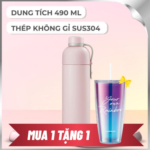 Bình giữ nhiệt nóng lạnh Inox 490 ml Lock&Lock LHC4267PIK