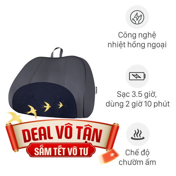 Gối massage hồng ngoại Bomidi MP1 Pro - Xám xanh