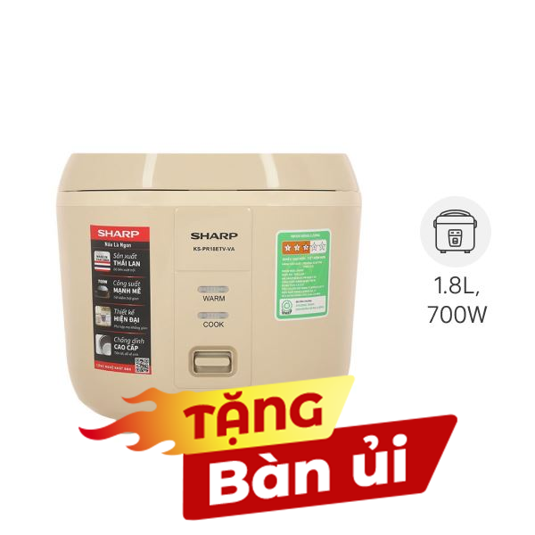 Nồi cơm nắp gài Sharp 1.8 lít KS-PR18ETV-VA
                Mẫu mới