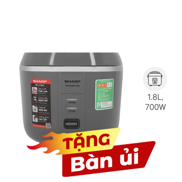 Nồi cơm nắp gài Sharp 1.8 lít KS-PR19ETV-GR
                Mẫu mới