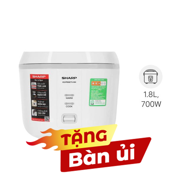 Nồi cơm nắp gài Sharp 1.8 lít KS-PR20ETV-WH