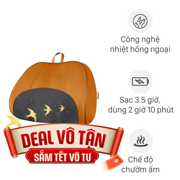 Gối massage hồng ngoại Bomidi MP1 Pro - Đen Cam