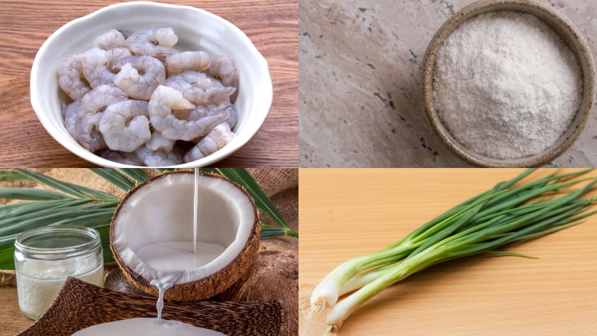 Nguyên liệu món ăn cách nấu bánh canh tôm bột gạo kiểu miền tây nhanh gọn, chuẩn vị tại nhà