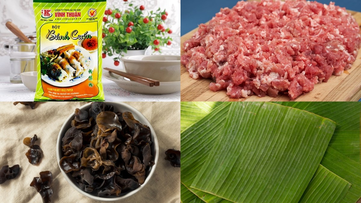 Nguyên liệu món ăn cách làm bánh giò hà nội mềm mịn với công thức chuẩn vị truyền thống