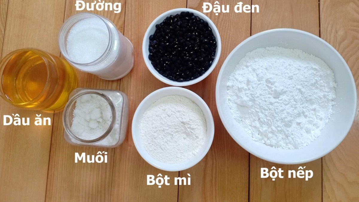 Nguyên liệu món ăn cách làm bánh rán bằng bột nếp nhân đậu đen thơm ngon giòn rụm tại nhà
