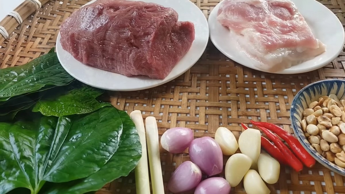 Nguyên liệu món ăn chả bò lá lốt