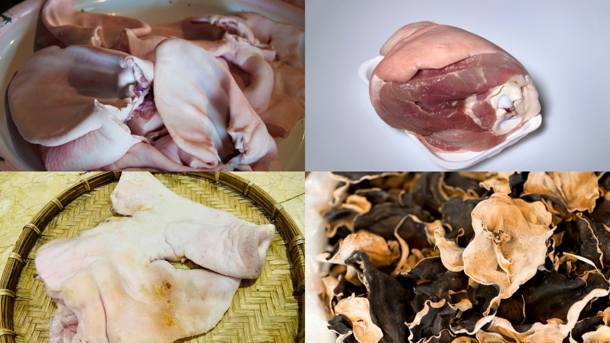 Nguyên liệu món ăn cách làm giò thủ tai heo miền bắc giòn sần sật, ngon chuẩn vị để đón tết