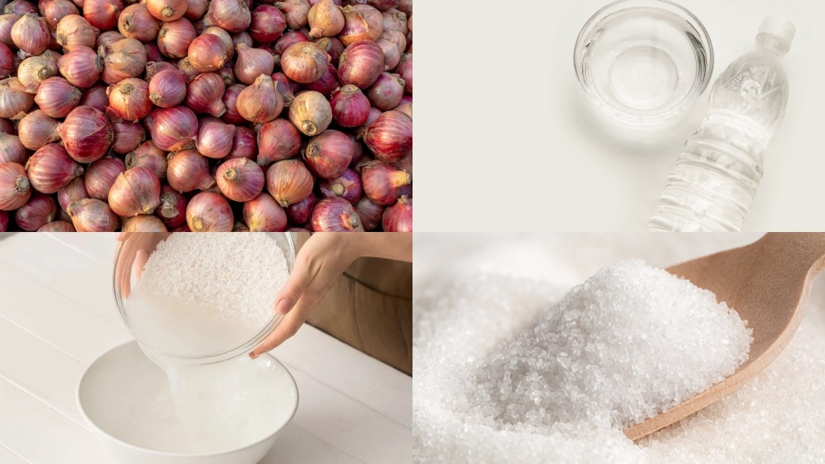 Nguyên liệu món ăn bí quyết làm hành ngâm giấm giòn ngon, chua ngọt, màu đẹp đón tết tại nhà