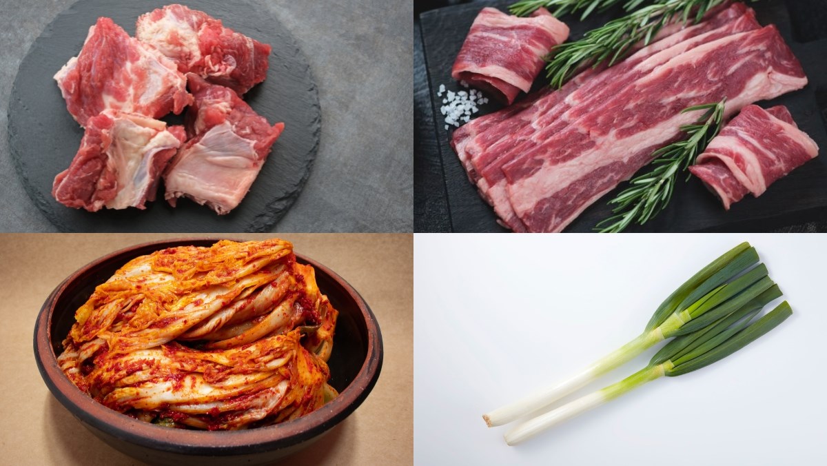 Nguyên liệu món ăn lẩu sườn bò kim chi