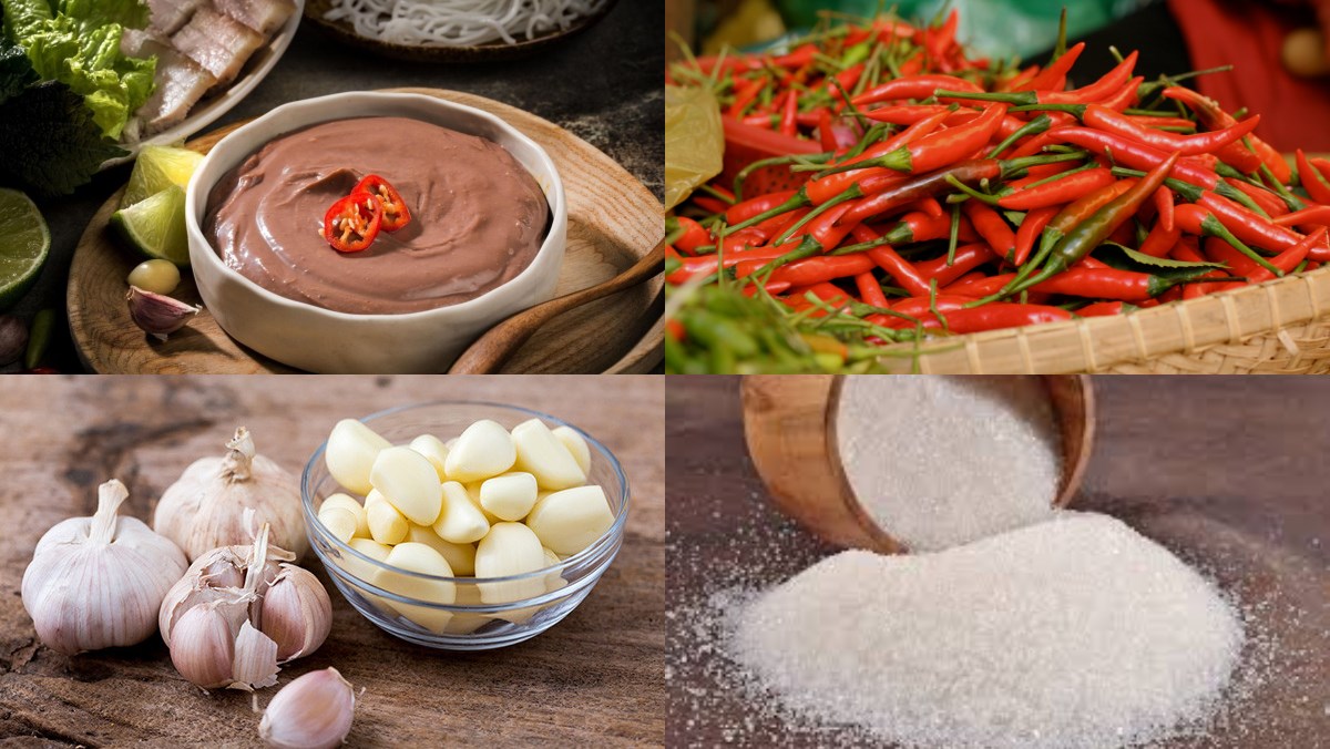 Nguyên liệu món ăn mắm ruốc chấm thịt luộc