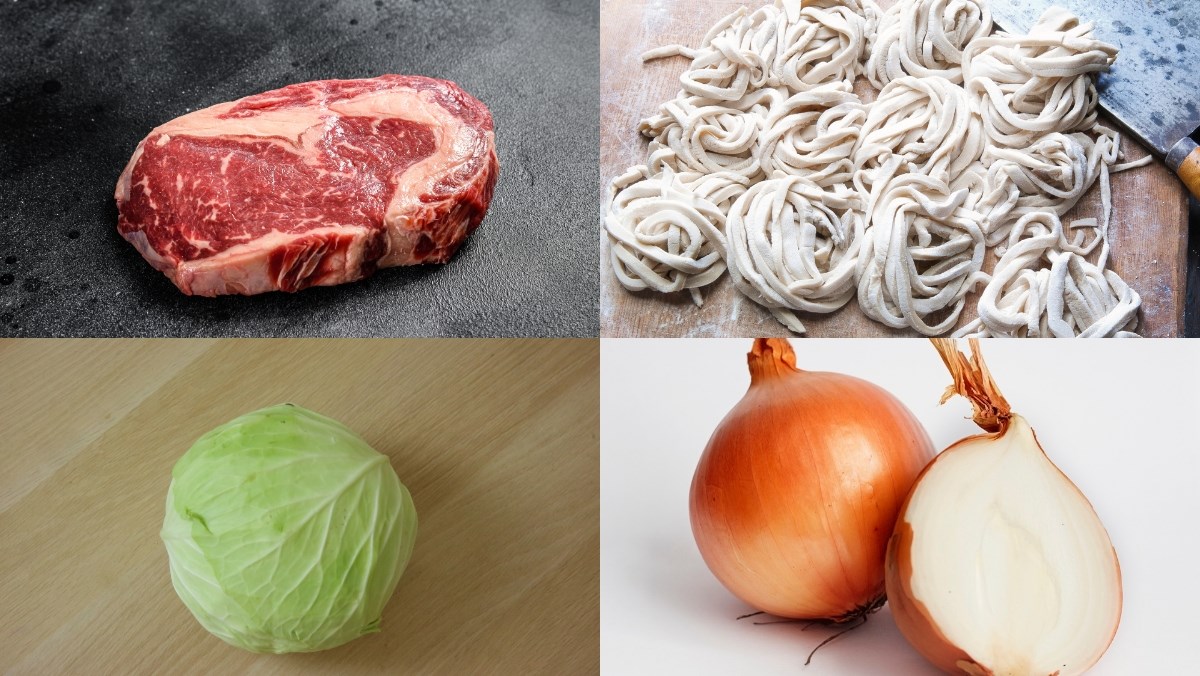 Nguyên liệu món ăn cách làm mì udon xào bò mềm ngon, thơm nức mũi đậm đà cực đơn giản tại nhà