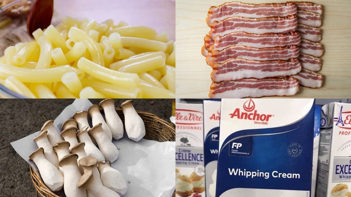 Nguyên liệu món ăn nui sốt kem