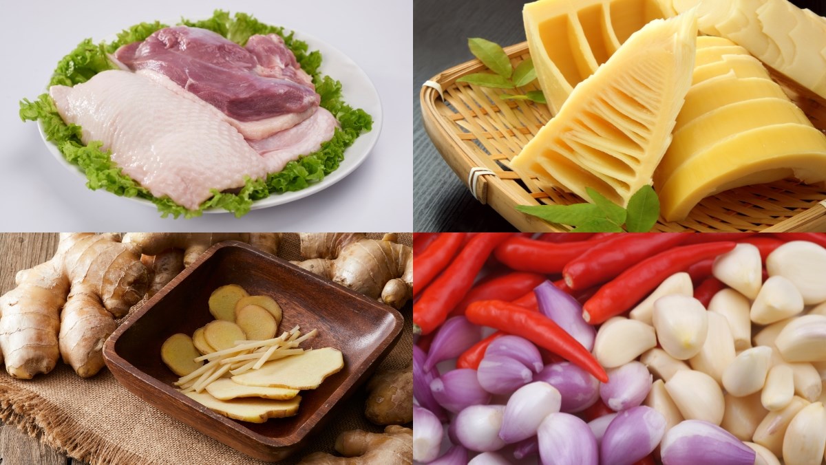 Nguyên liệu món ăn vịt kho măng