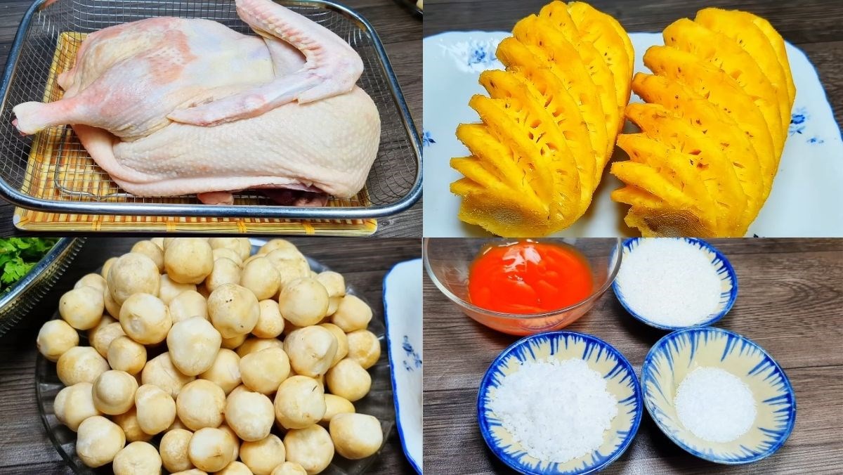 Nguyên liệu món ăn vịt nấu khóm