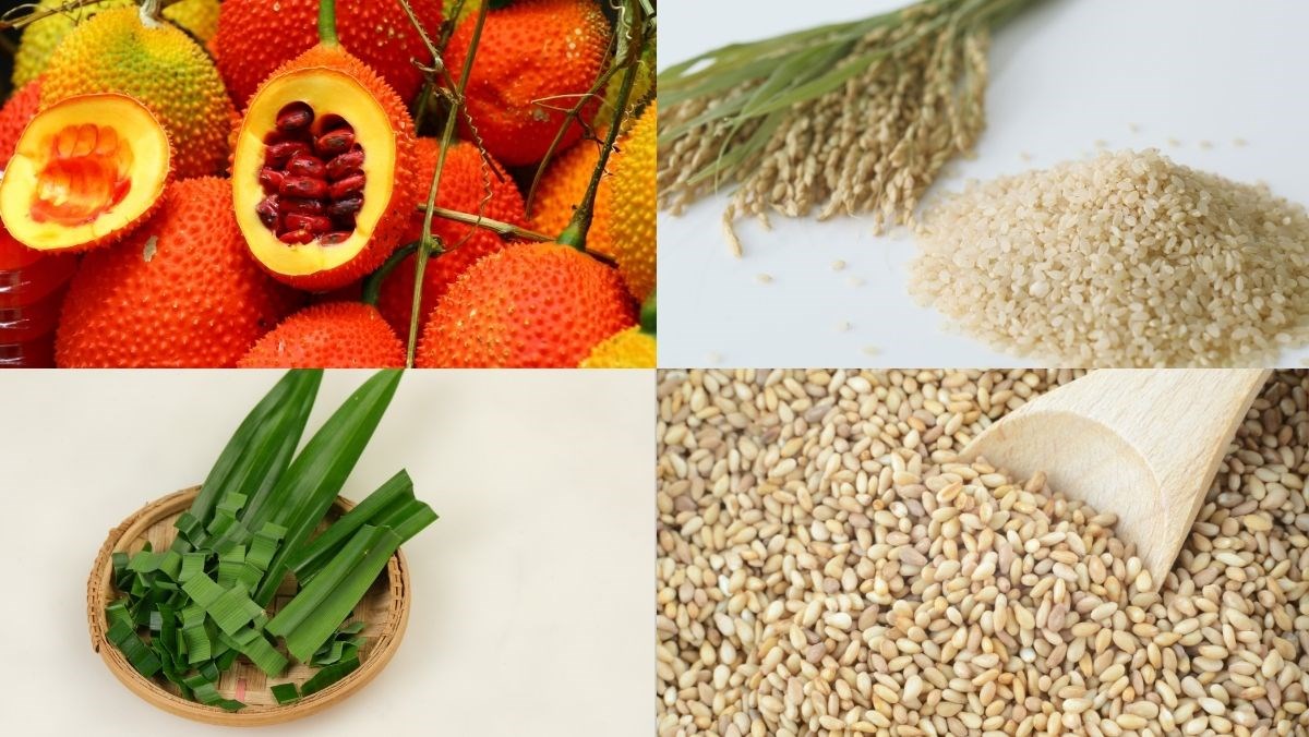 Nguyên liệu món ăn xôi gấc miền bắc