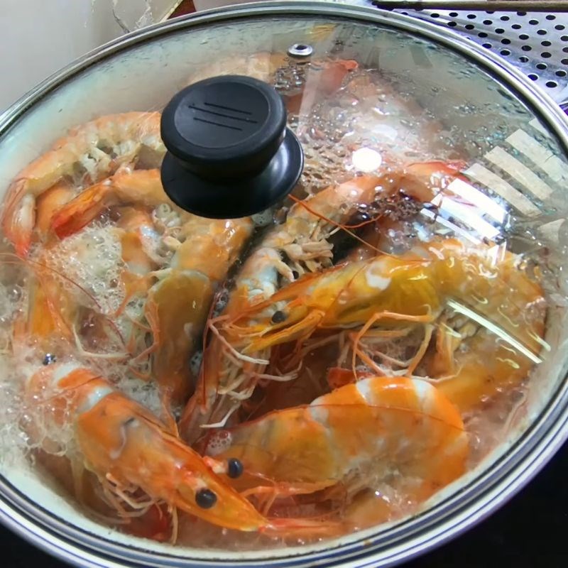 Bước 6 Canh thời gian hấp tôm tôm hấp bia
