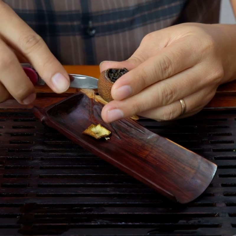 Bước 1 Chuẩn bị viên trà phổ nhĩ quýt Trà phổ nhĩ