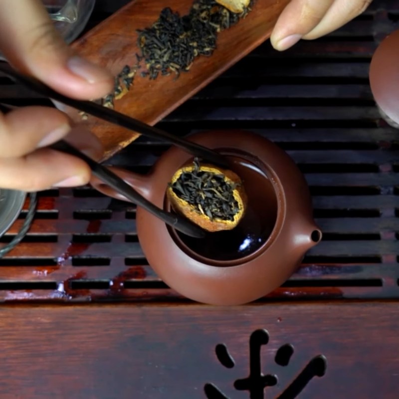 Bước 1 Chuẩn bị viên trà phổ nhĩ quýt Trà phổ nhĩ