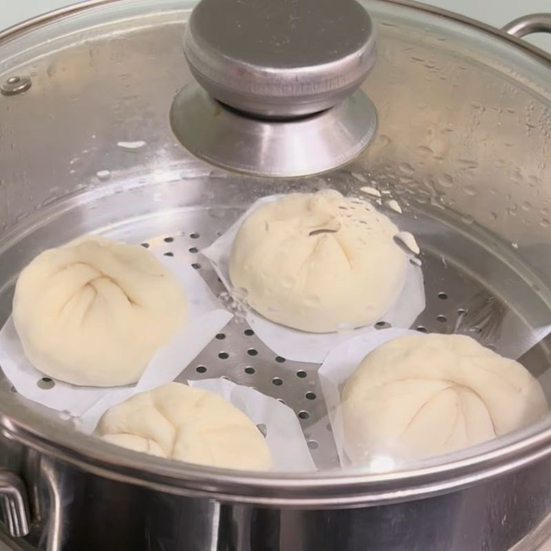Bước 5 Hấp bánh bao căng tròn bánh bao bò phô mai
