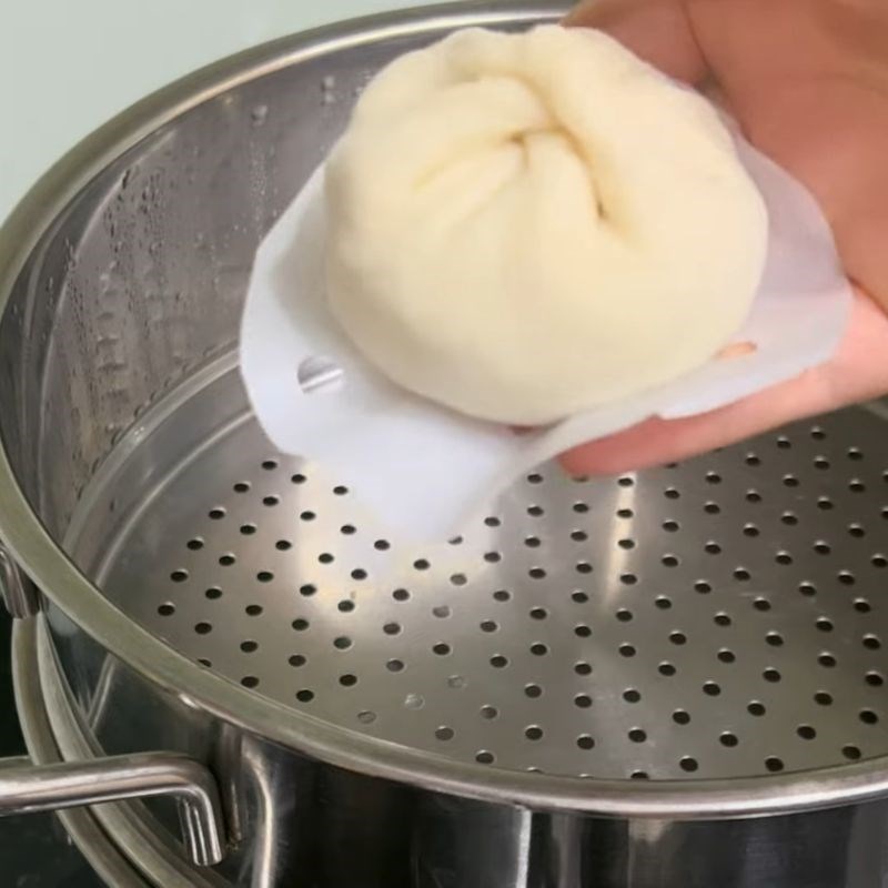 Bước 5 Hấp bánh bao căng tròn bánh bao bò phô mai