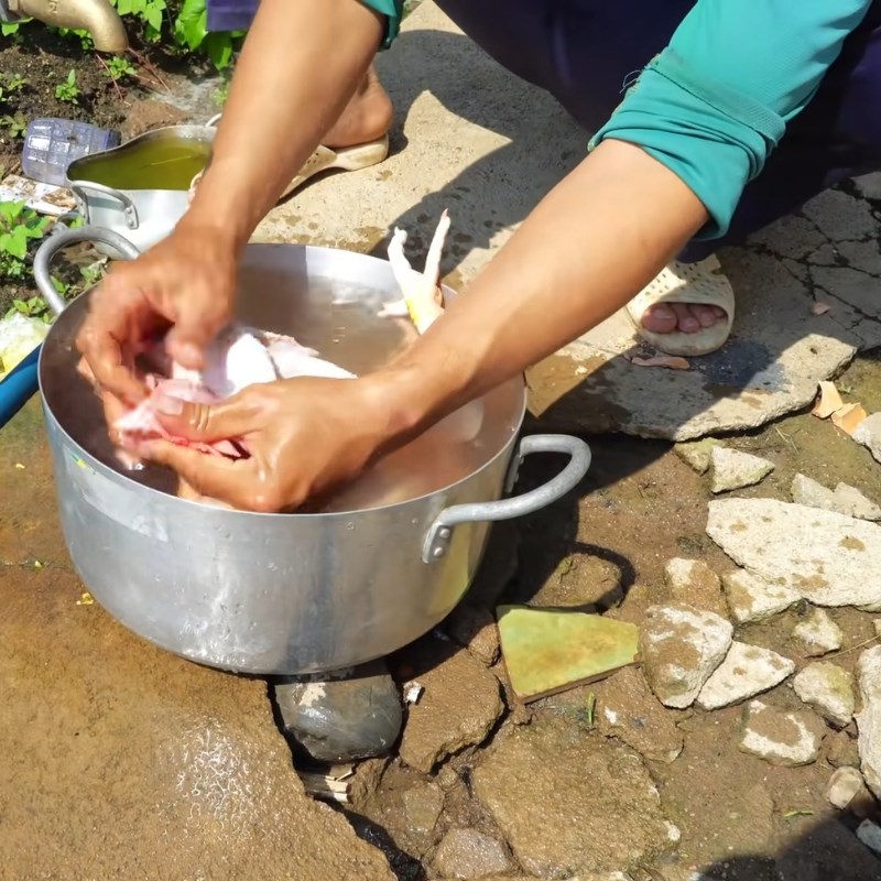 Bước 1 Khử mùi hôi và làm sạch gà Mổ gà cúng
