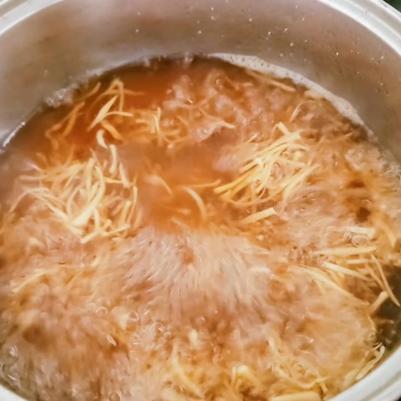 Bước 5 Nấu nước đường gừng thơm lừng Tàu hũ Singapore lá dứa