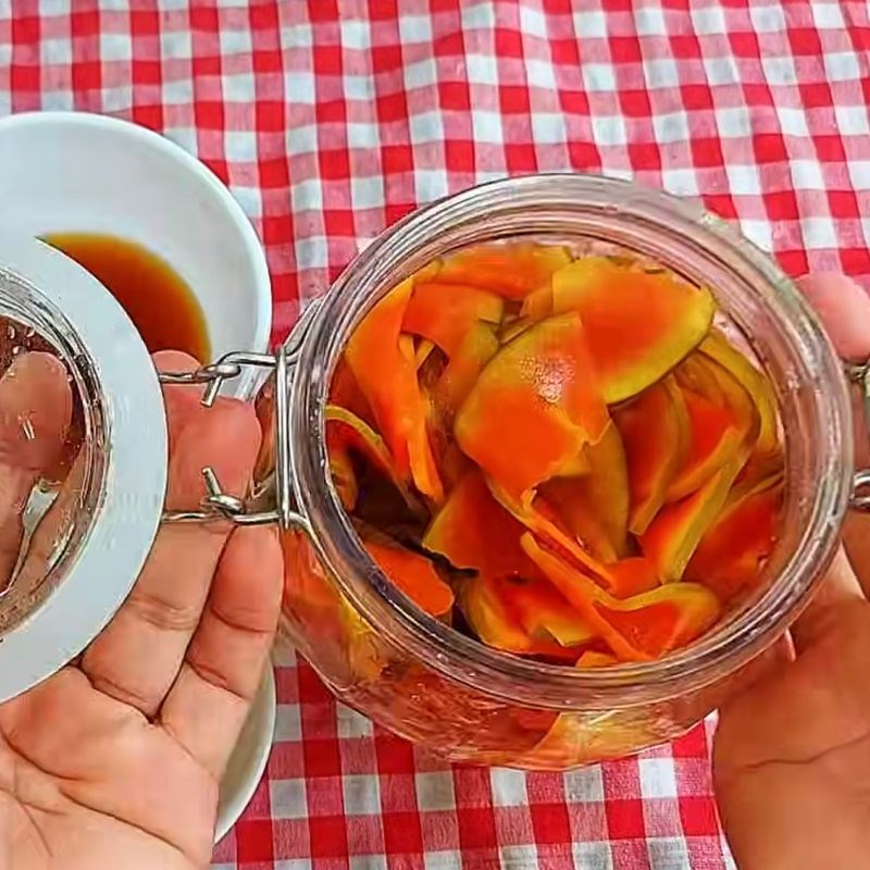 Bước 3 Rửa sạch và phơi khô đu đủ Mắm đu đủ chay