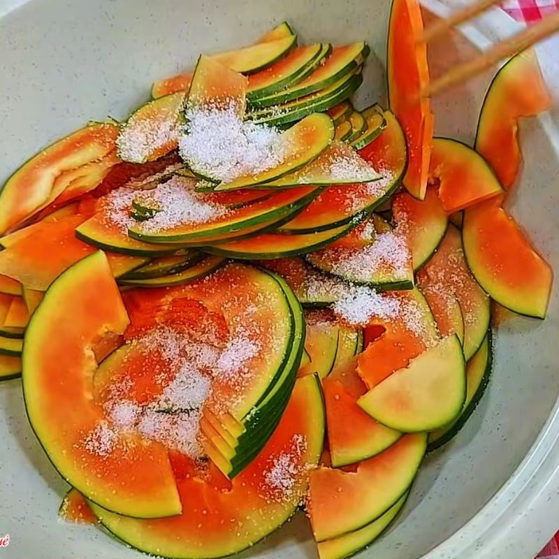 Bước 1 Sơ chế đu đủ Mắm đu đủ chay