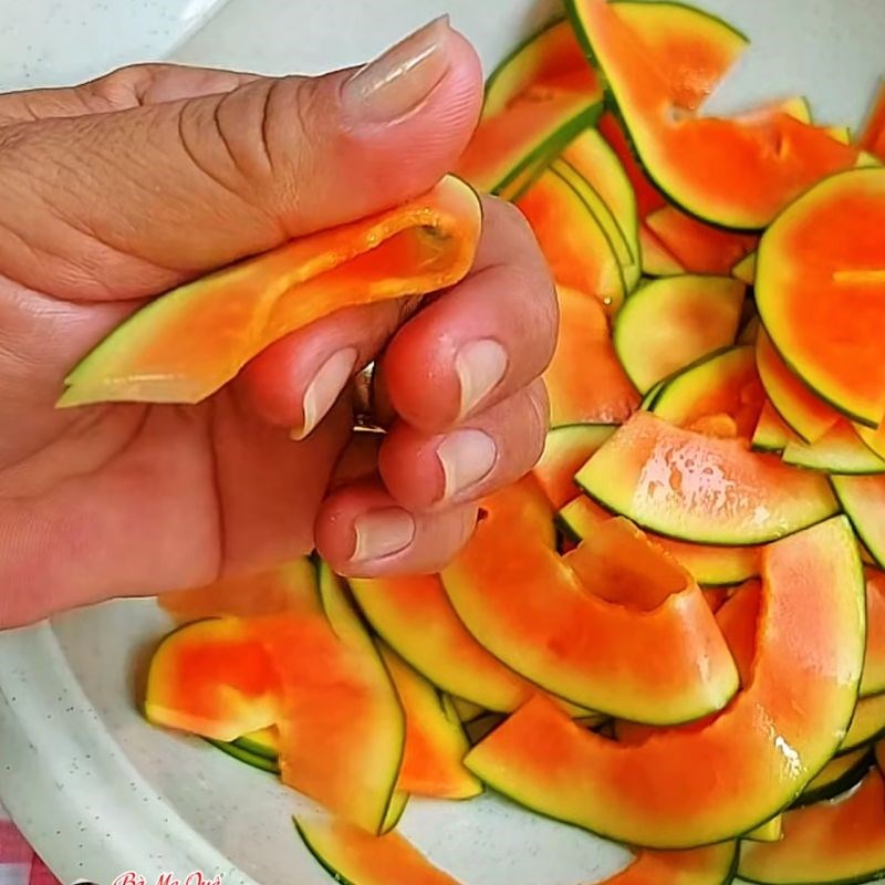 Bước 1 Sơ chế đu đủ Mắm đu đủ chay