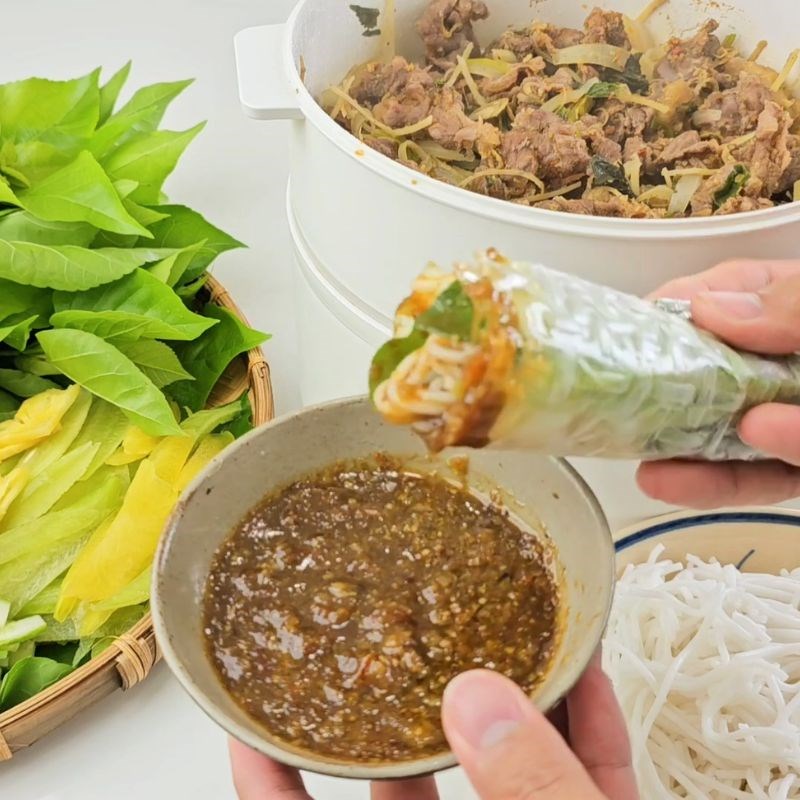 Bước 4 Thành phẩm Bắp bò cuốn bánh tráng