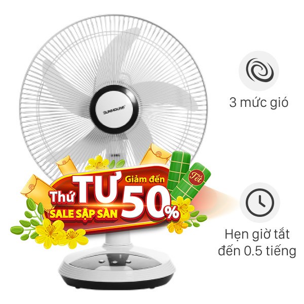 Quạt sạc điện Sunhouse  5 cánh SHD7223 24W