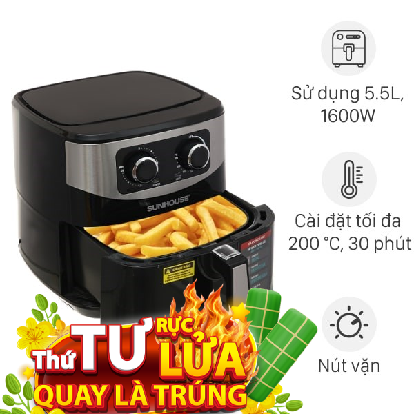 Nồi chiên không dầu Sunhouse 6 lít SHD4062