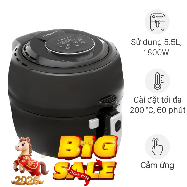 Nồi chiên không dầu Kangaroo 6.5 lít KG65AF