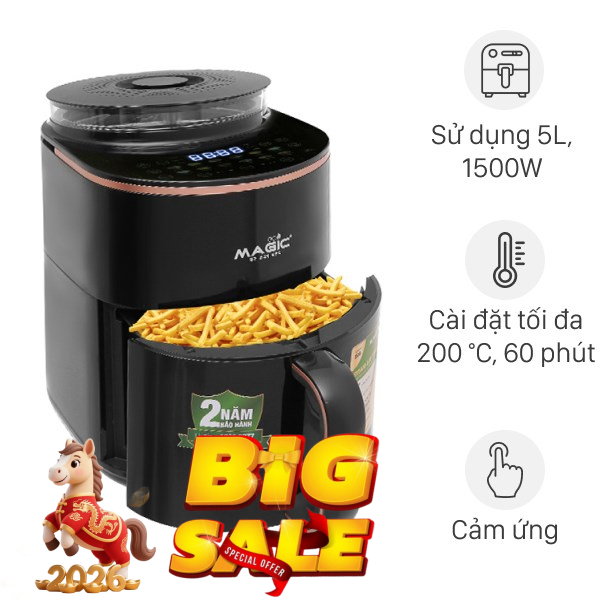 Nồi chiên không dầu kết hợp hấp Magic Eco 5 lít S05