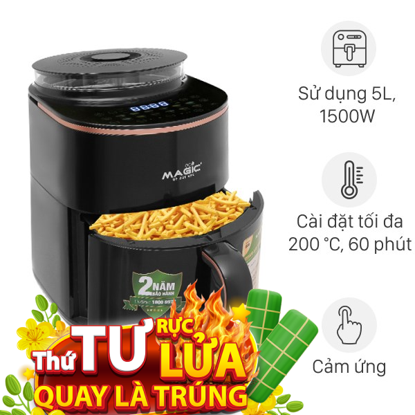 Nồi chiên không dầu kết hợp hấp Magic Eco 5 lít S05