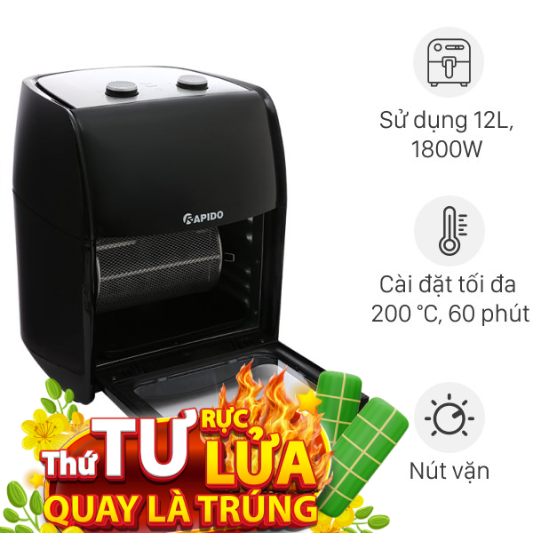 Lò chiên không dầu Rapido 12 lít RAF-12M1