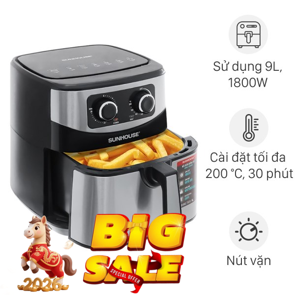 Nồi chiên không dầu Sunhouse 9 lít SHD4035