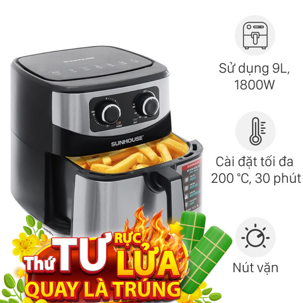 Nồi chiên không dầu Sunhouse 9 lít SHD4035
