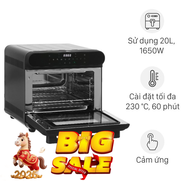 Lò chiên không dầu hơi nước BlueStone 24 lít AFB-5895