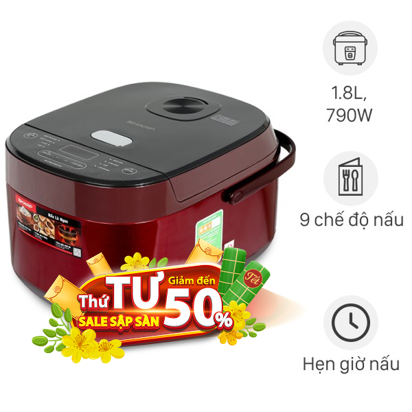 Nồi cơm điện tử Sharp 1.8 lít KS-COM194EV-RD