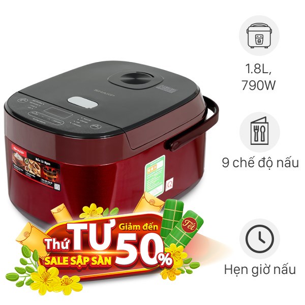Nồi cơm điện tử Sharp 1.8 lít KS-COM194EV-RD