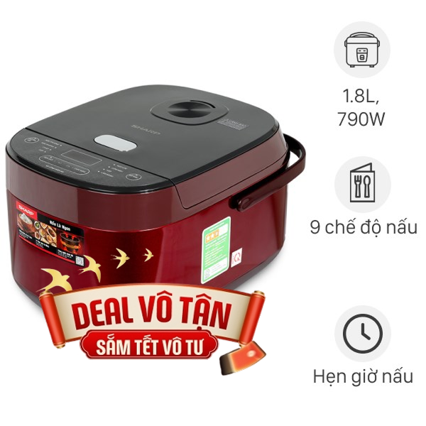 Nồi cơm điện tử Sharp 1.8 lít KS-COM194EV-RD