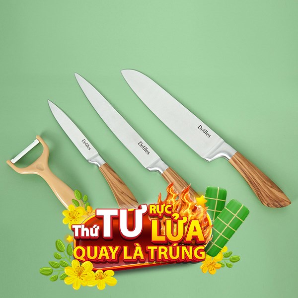 Bộ dao inox Delites LK2310-W