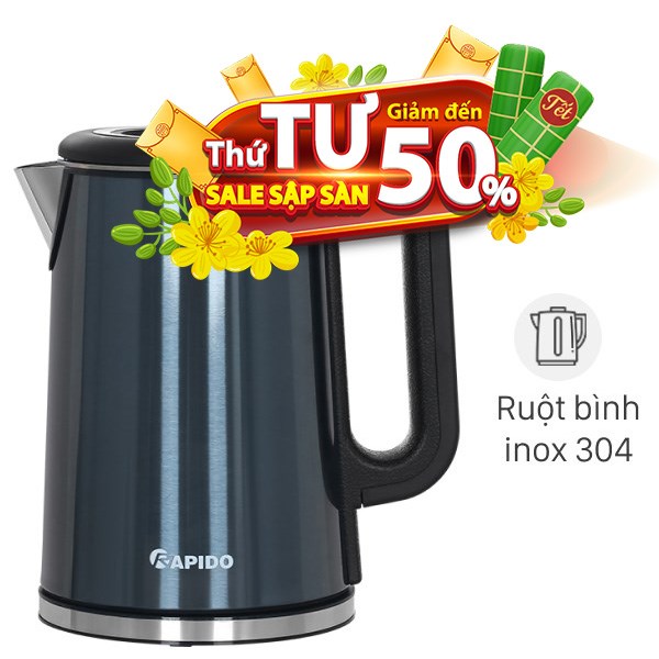 Bình đun siêu tốc Rapido 1.7 lít RK1717