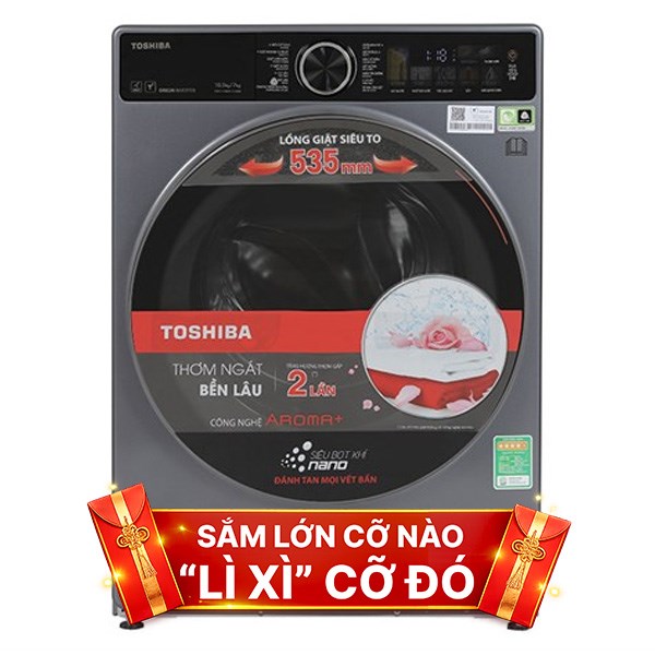 Toshiba Inverter Giặt 10.5 Kg - Sấy 7 Kg TWD-T25BZU115MWV(MG)