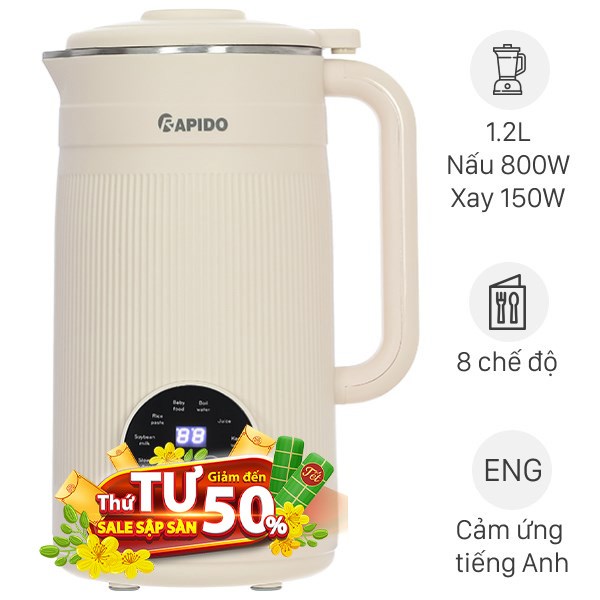 Máy làm sữa hạt đa năng Rapido RHB-800DM