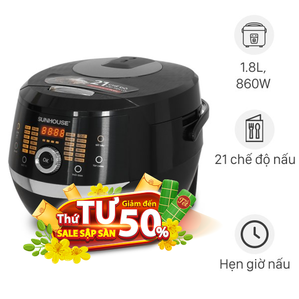 Nồi cơm điện tử Sunhouse 1.8 lít SHD8911