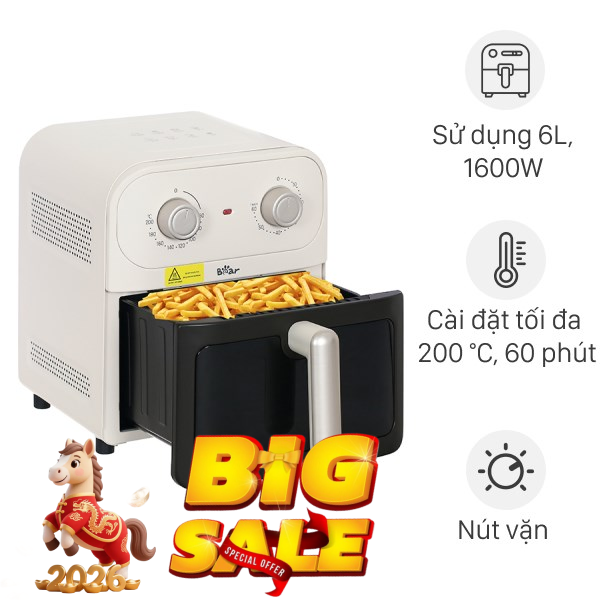 Nồi chiên không dầu Bear 6 lít BAF-P63W1