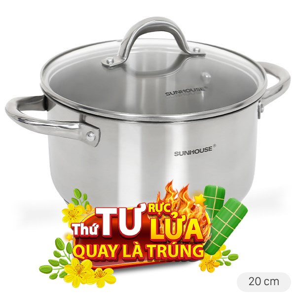 Nồi inox 3 đáy Sunhouse SHG308-20