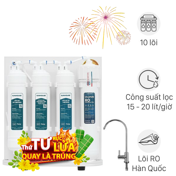 Máy lọc nước RO Hydrogen Sunhouse SHA8201KV